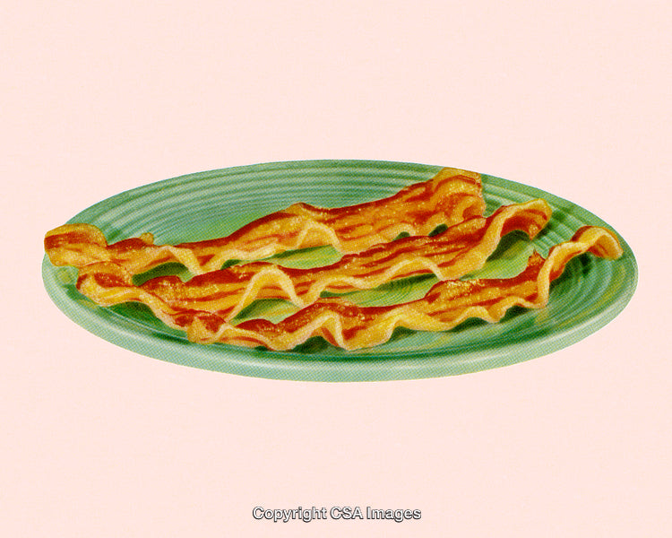 Crispy Bacon Strips on Green Plate in Pop Art Style