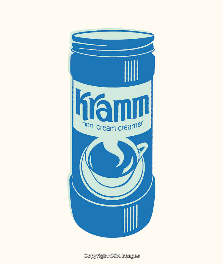 Blue Line Art Illustration of a Non-Cream Coffee Creamer Jar