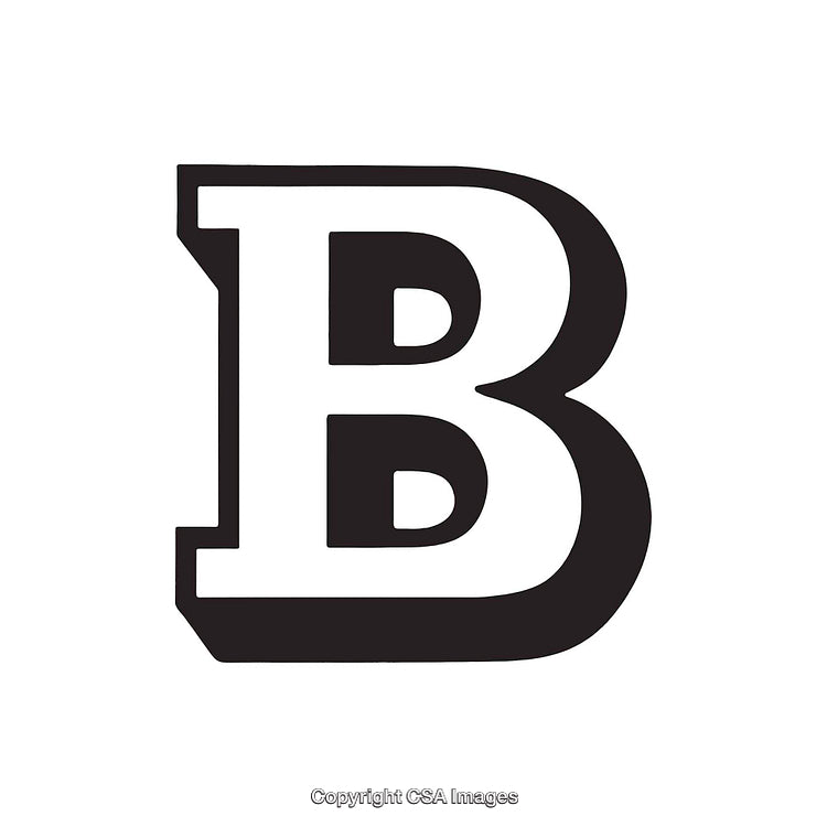 Monochrome Bold Letter B Typography Design on White Background
