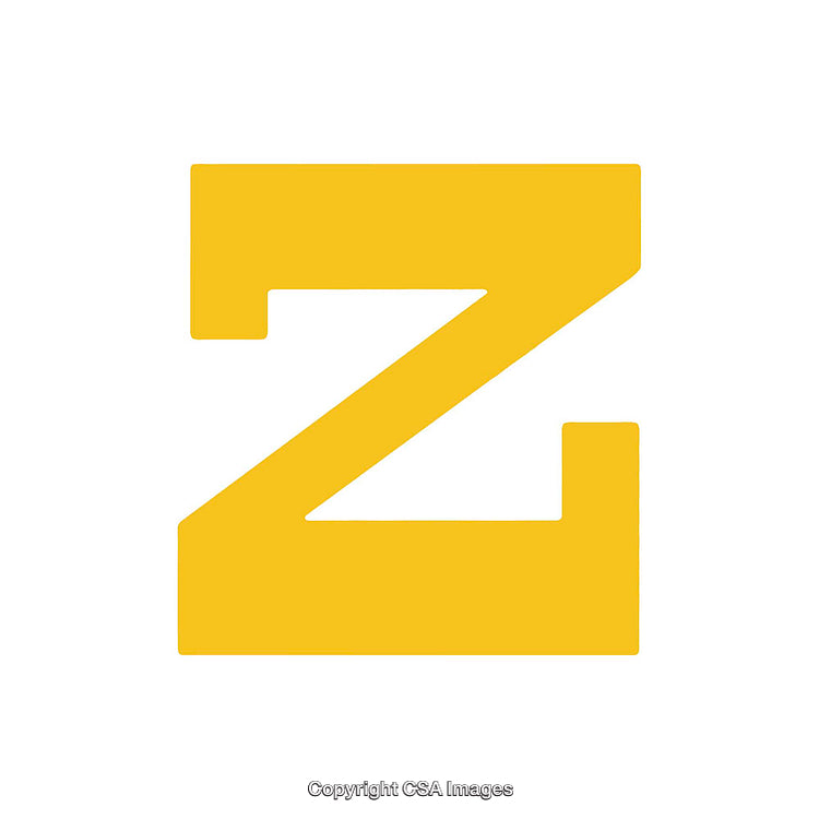 Yellow Letter Z on White Background in Bold Design