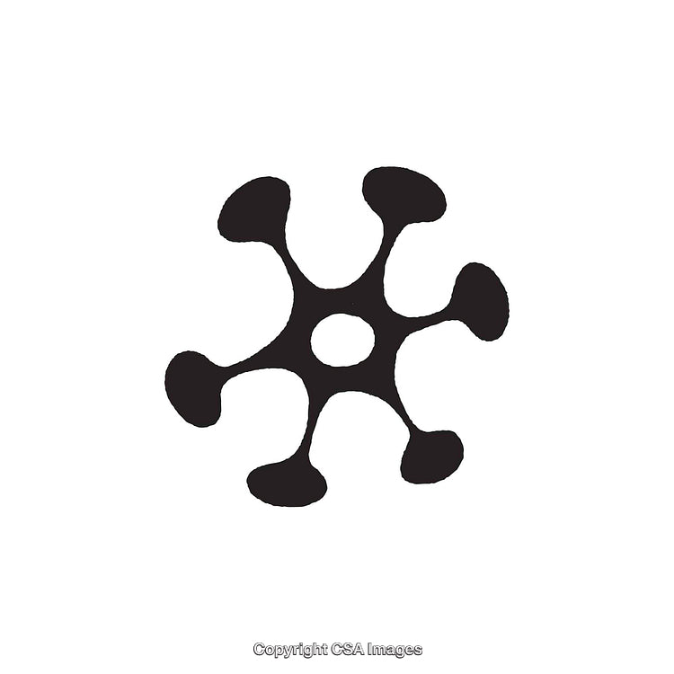 Abstract Black and White Organic Six-Pronged Shape Design
