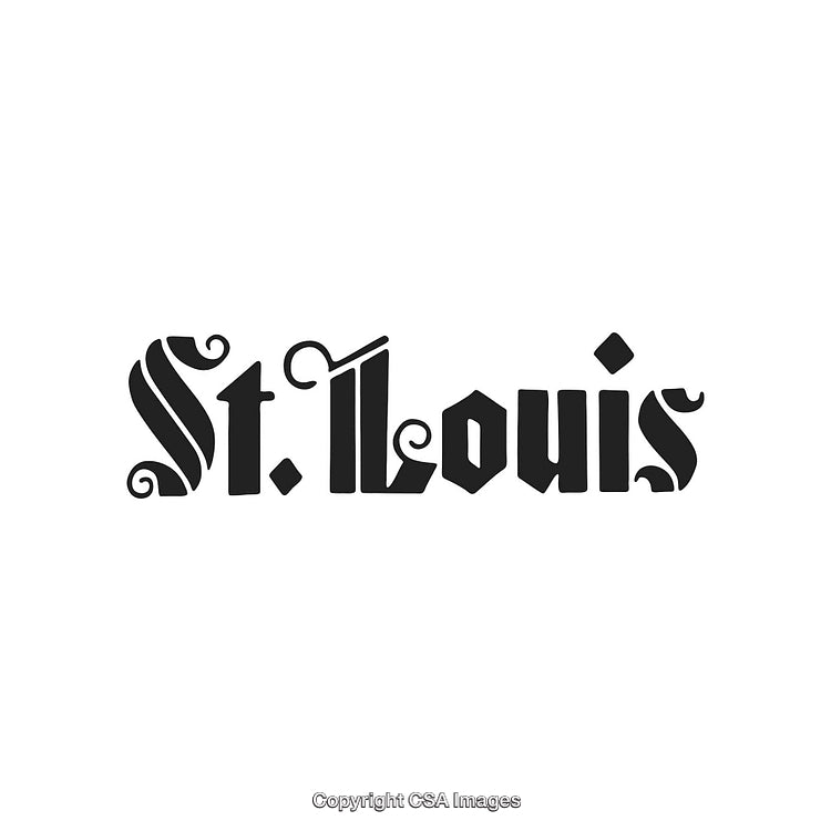 St. Louis Typography Design in Gothic Style with Decorative Elements