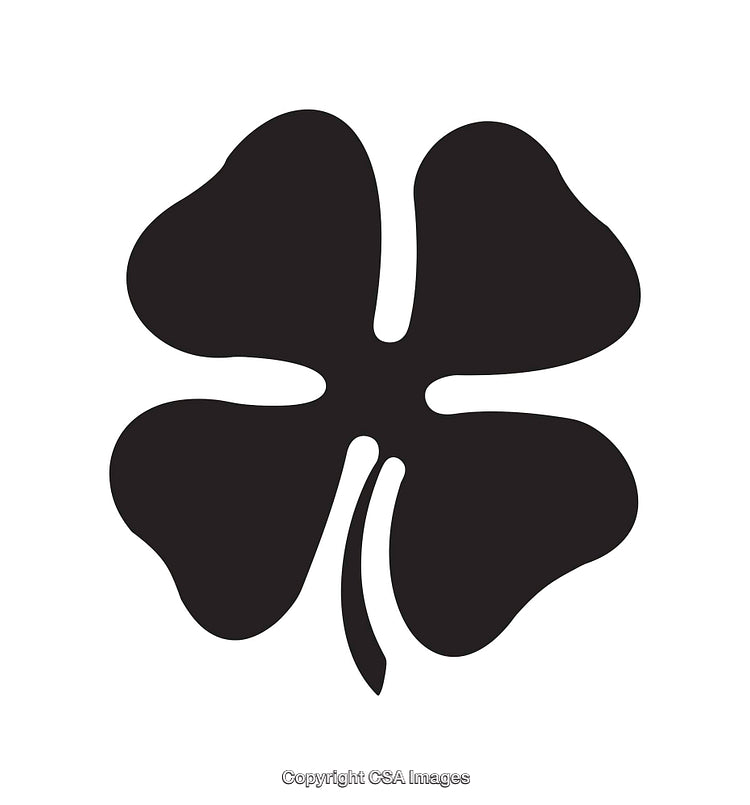 Black Silhouette of a Four-Leaf Clover for St Patrick's Day