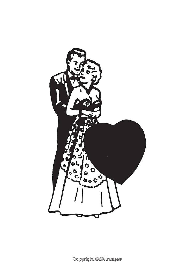 Classic Line Art Depiction of a Romantic Couple in Love