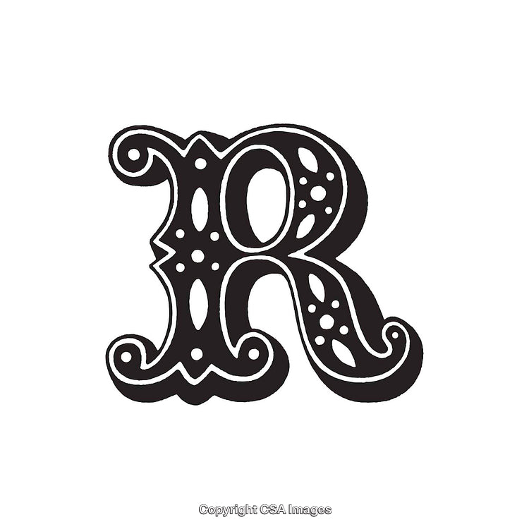 Ornate Black Letter R Featuring Artistic and Decorative Designs