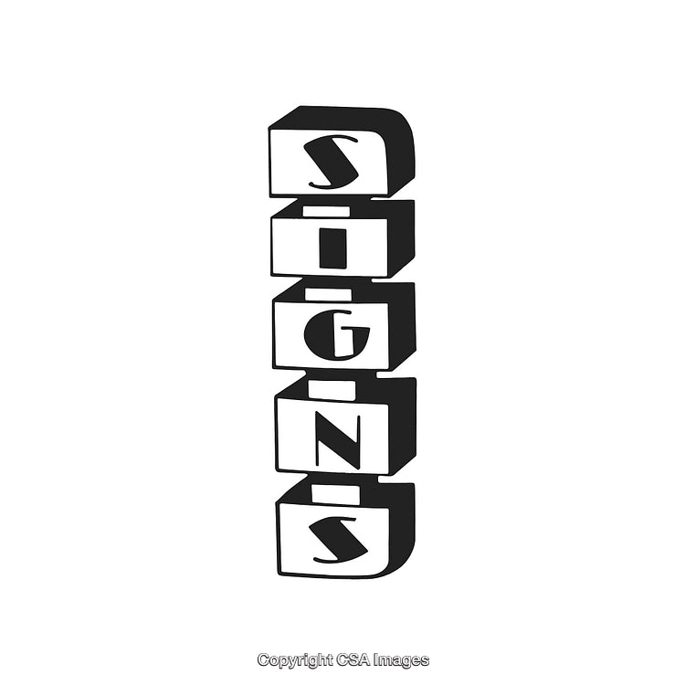 Black And White Iconic Signs in Playful Box Letter Design
