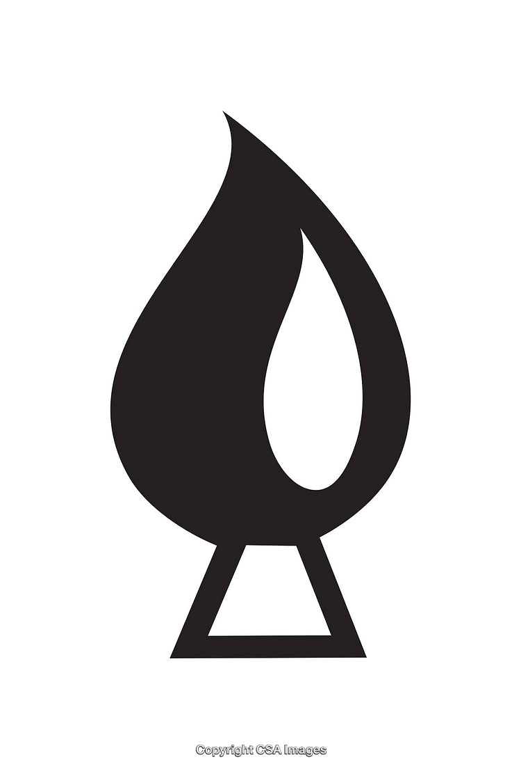 Minimalist Black and White Flame Icon on White Background