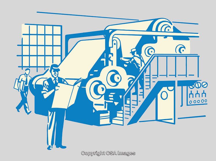 Illustration of Industrial Workers and Machinery in a Factory Setup