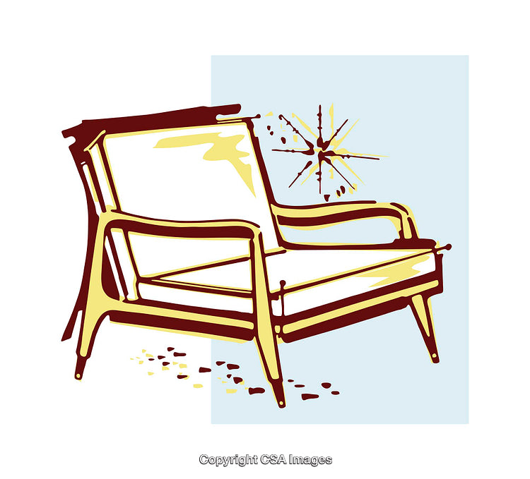 Mid-Century Styled Armchair Illustration With Abstract Background Design