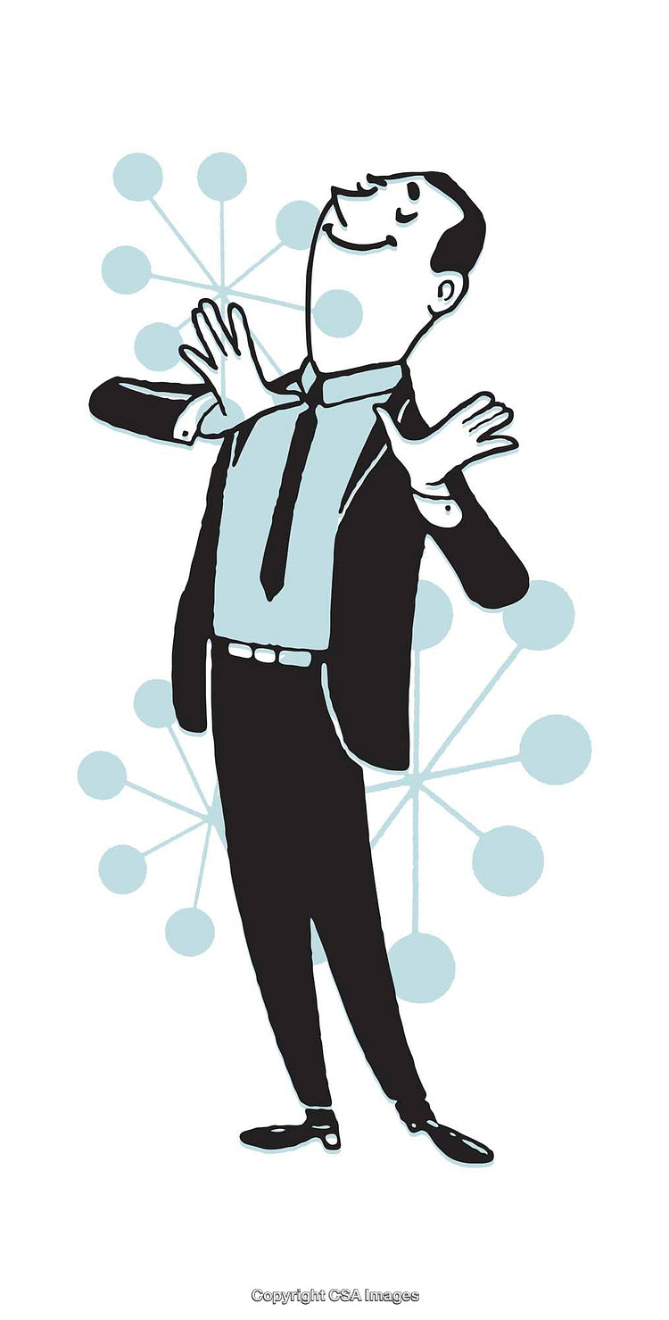 Illustration of a Cheerful Businessman Celebrating Success in a Stylish Pose