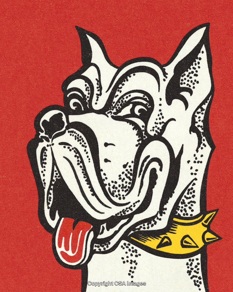 Retro Dog Illustration of a Bulldog in Pop Art Style with Bold Colors