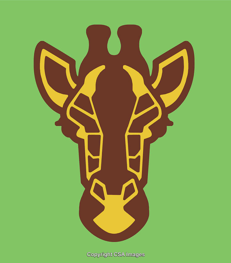 Stylized Line Art Giraffe Illustration with Green Background