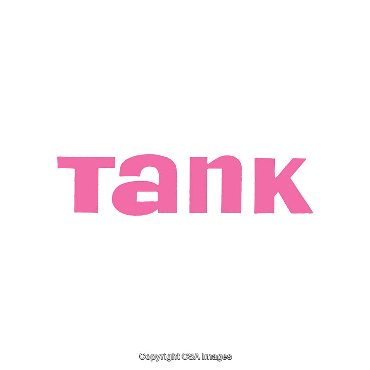 Bright Pink Tank Text on Plain White Background