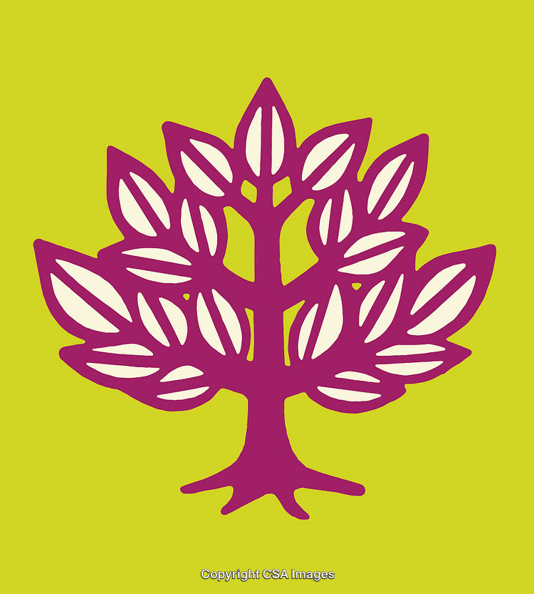 Modern Abstract Tree Illustration with Bold Colors and Sharp Contrast