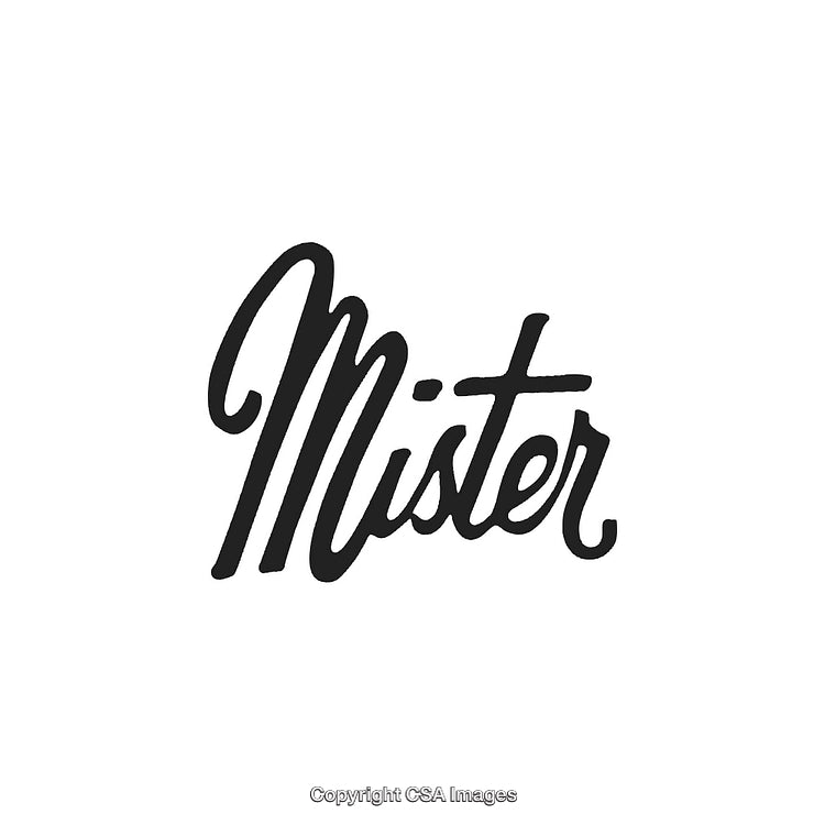 Elegant Black Calligraphy Design of the Word Mister on White Background