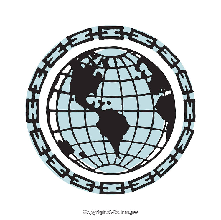 Stylized Illustration of Earth Surrounded by a Decorative Border
