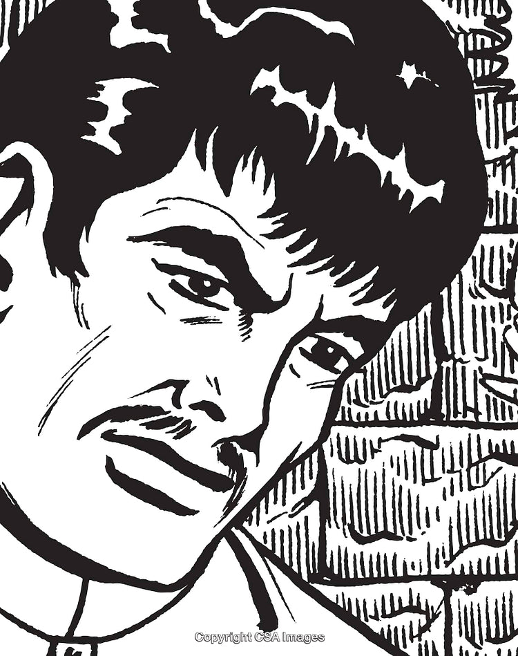 Black and White Illustration of a Man's Portrait with Bold Lines
