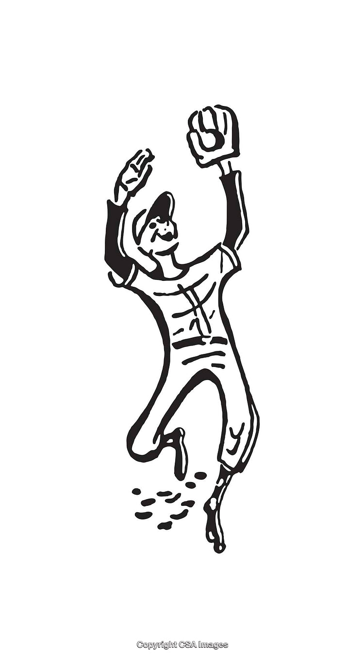 Black and White Line Art Illustration of a Baseball Player Mid-Action