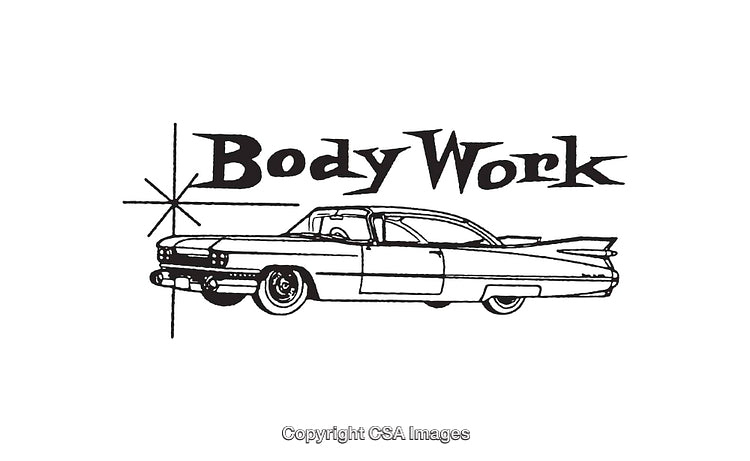 Classic Car Line Art Logo Design for Automotive Body Work Services
