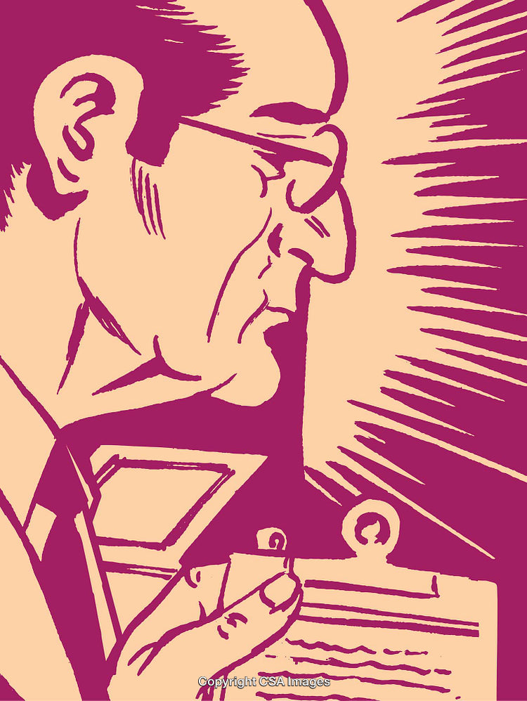 Abstract Illustration of a Businessman With Papers in a Retro Art Style
