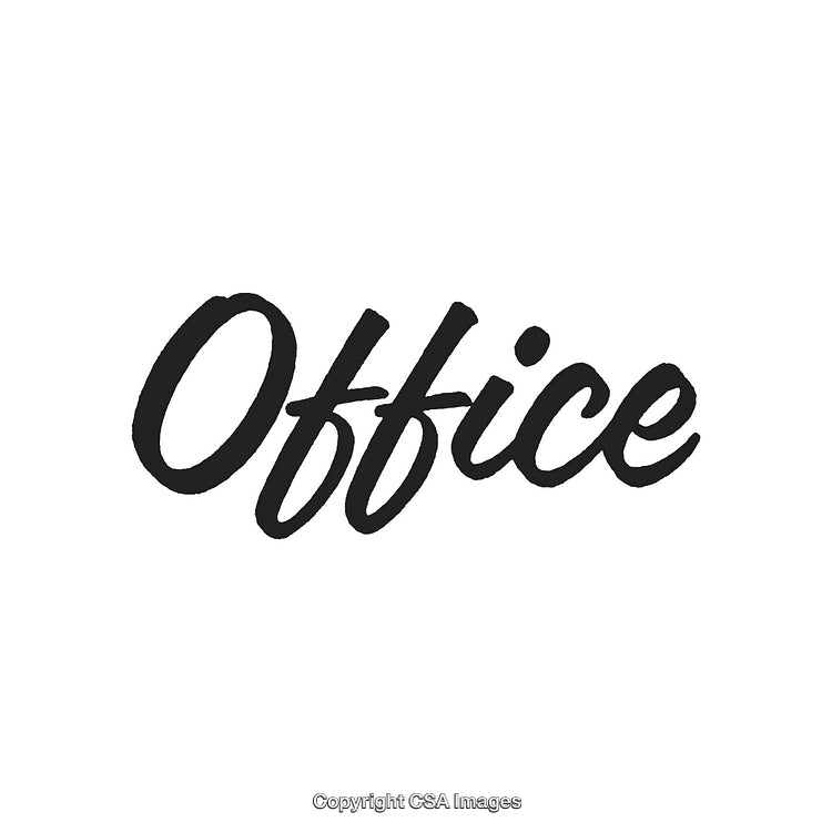 Black Handwritten Office Text on White Background for Business Related Use