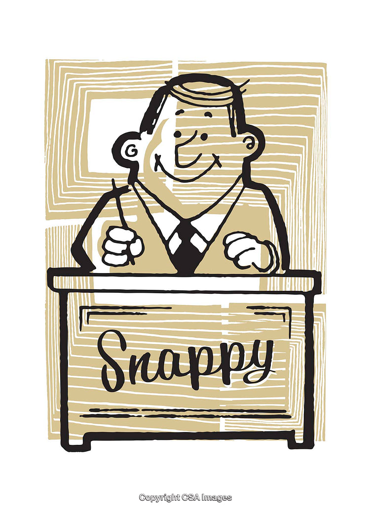 Snappy Illustration of a Person at a Desk with Cheerful Expression