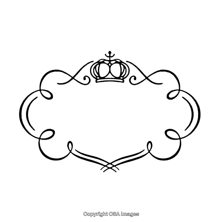 Elegant Ornamental Border with Crown in Classic Black and White Design