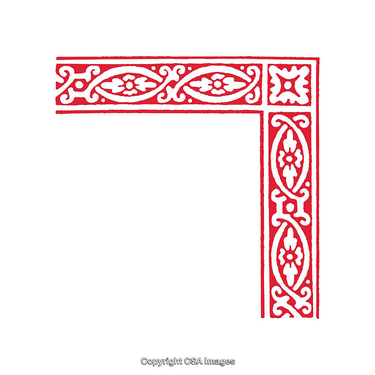 Red Ornamental Border Corner With Floral Design Elements and Intricate Pattern