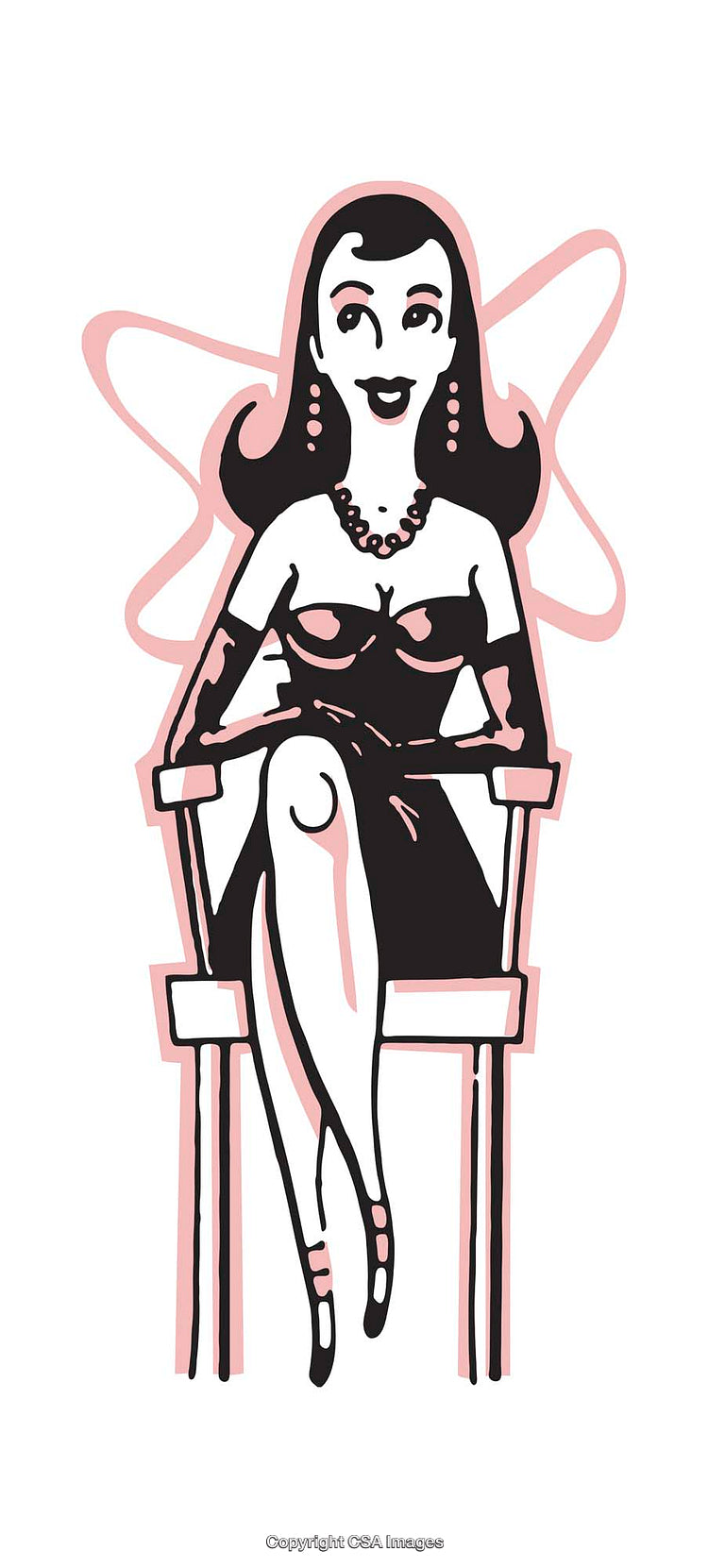 Retro Style Illustration of a Woman in a Glamorous Evening Outfit