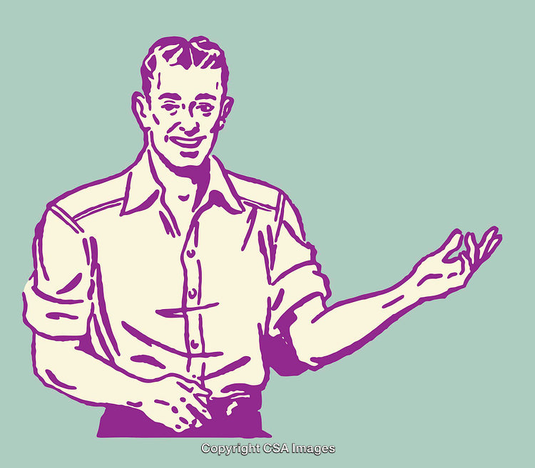 Handsome Male Character in Vintage Line Art Illustration