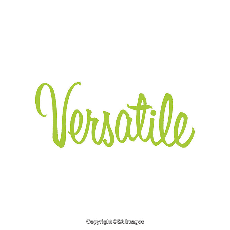 Green Script Lettering Displaying the Word 'Versatile' on a White Background