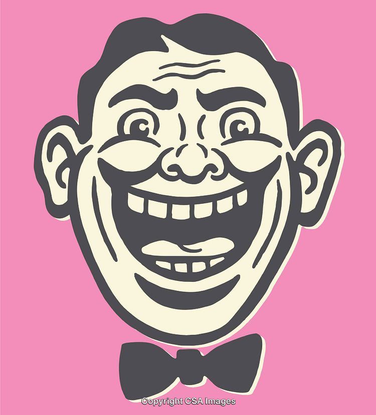 Colorful Retro Cartoon Smiling Illustration on Pink Background