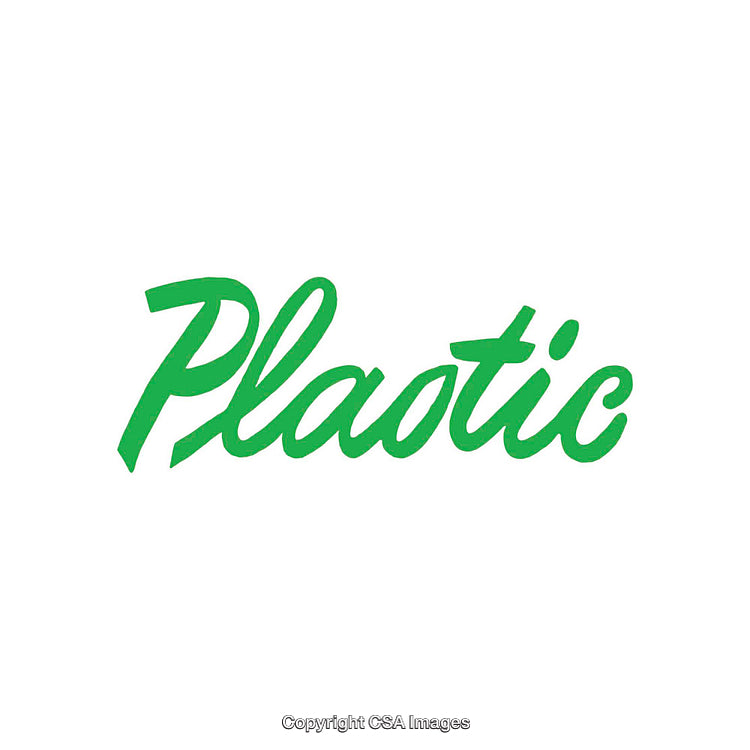 Green Scripted Plastic Text on White Background Design Concept