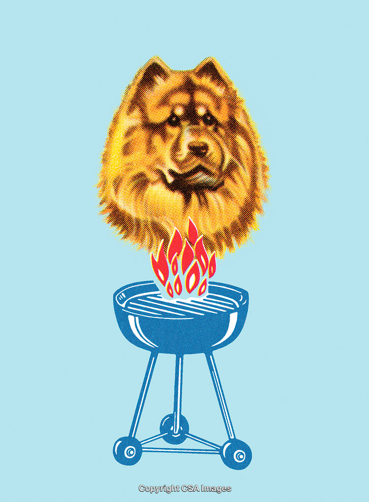 Surreal Combination of a Dog and Grill in Vibrant Pop Art Design