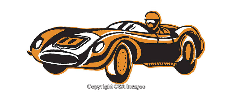Vintage Racing Illustration of a Classic Sports Car with Driver