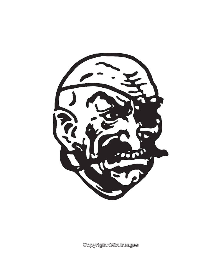 Expressive Black and White Line Art Illustration of a Character Design