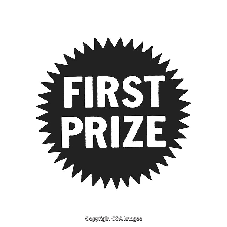 First Prize Award Emblem in Bold Black and White Design