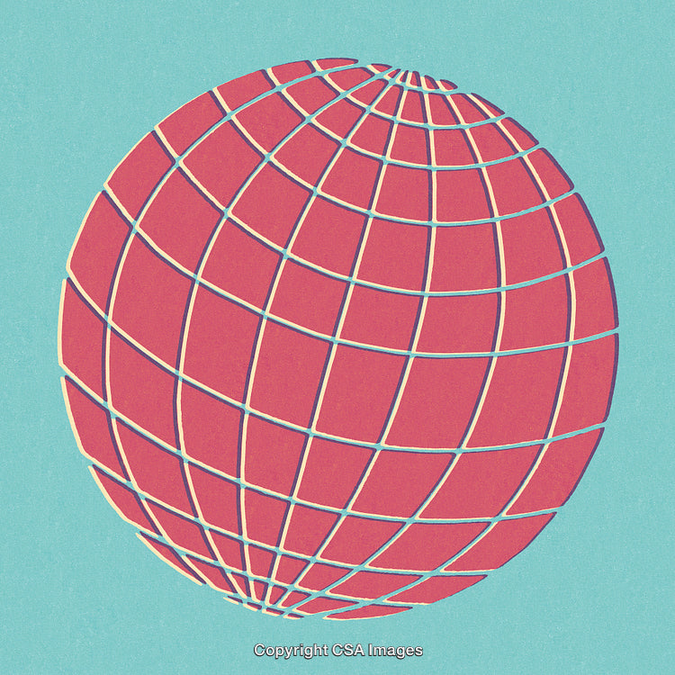 Geometric Globe Wireframe Design with Vibrant Colors and Minimalistic Aesthetic
