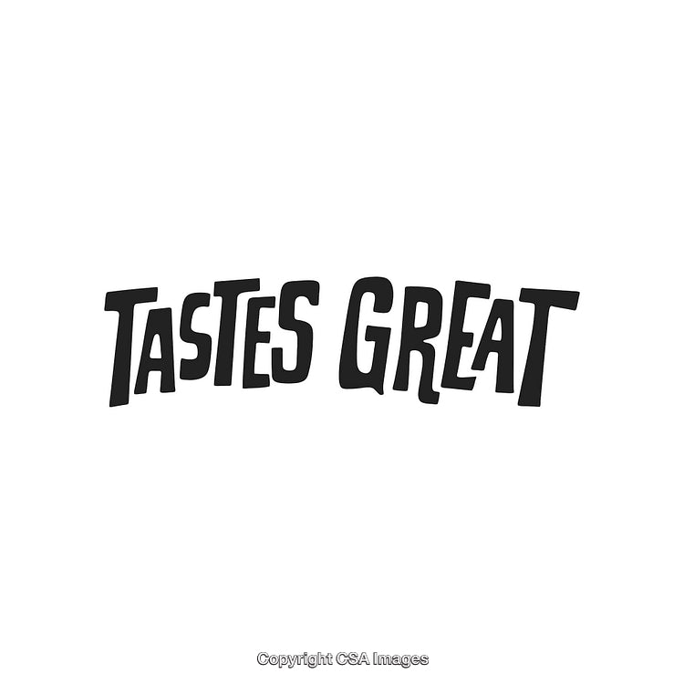 Tastes Great Text in Bold Black Typography on a White Background