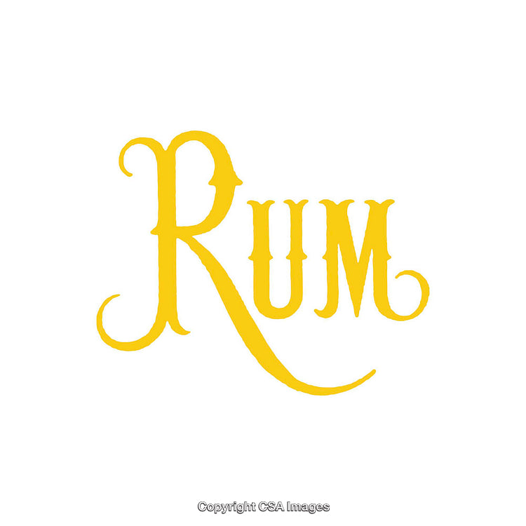 Yellow Rum Text in Elegant Typography on White Background