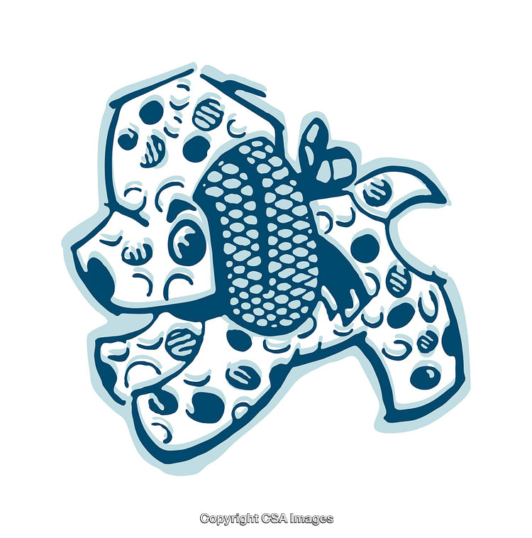 Whimsical Illustration of a Playful Dalmatian Dog in a Cartoon Style