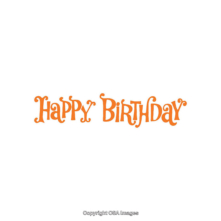 Orange Happy Birthday Lettering on White Background