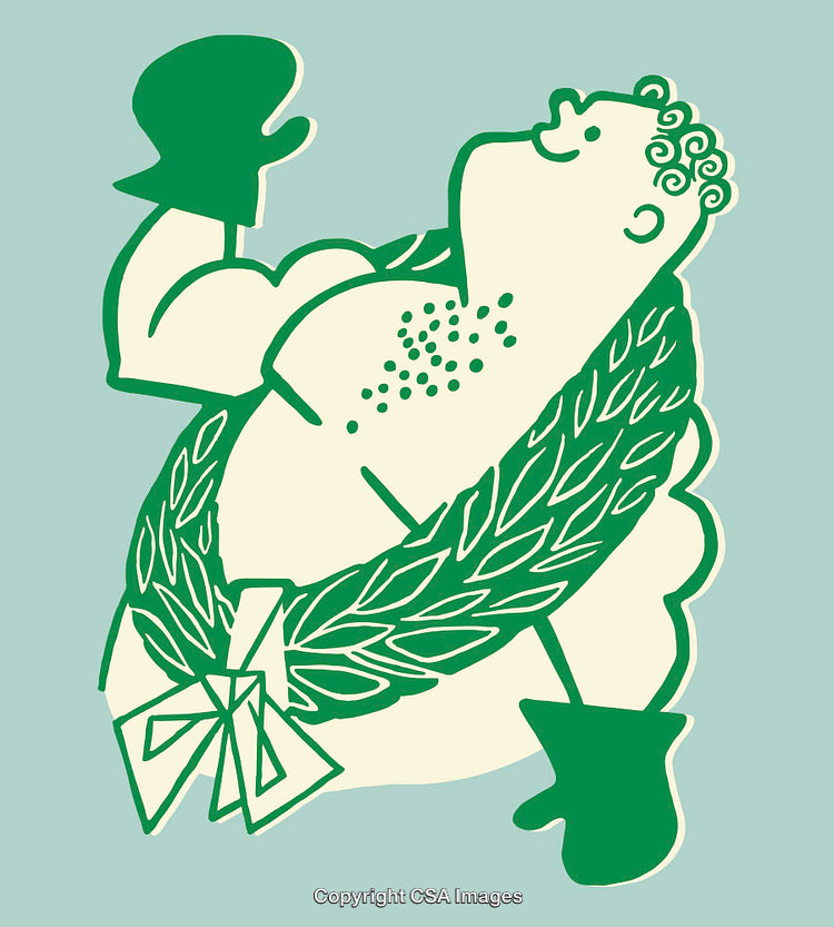 Cartoon Illustration of a Boxer with a Laurel Wreath in Bold Colors