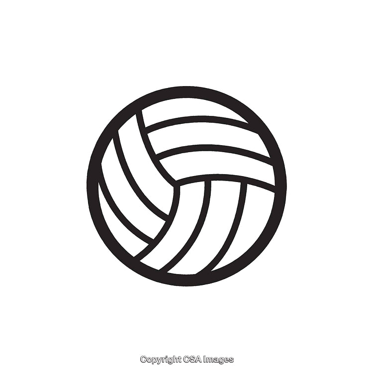 Minimalistic Black and White Volleyball Line Art Illustration