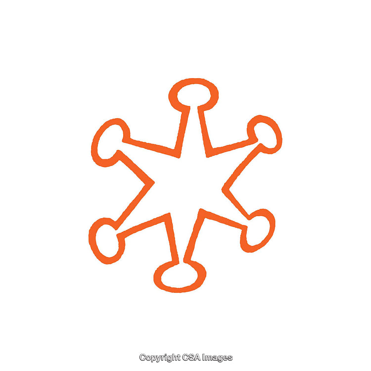 Hand-Drawn Abstract Orange Star Design on White Background