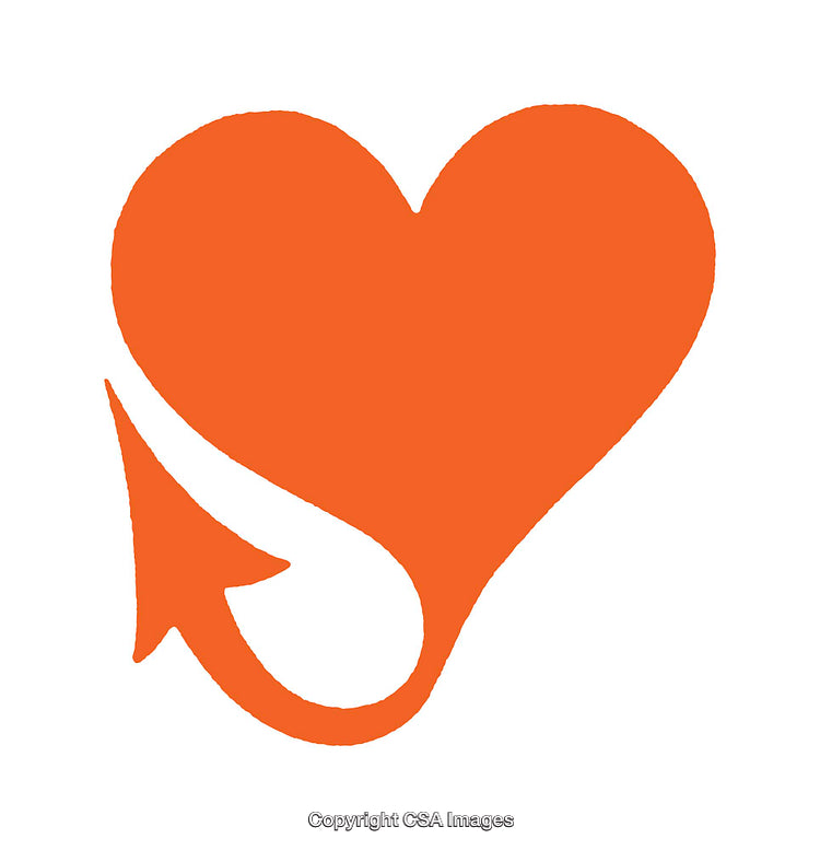 Orange Heart Icon with Unique Arrow Detail for Modern Designs