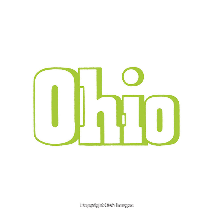 Bright Green Ohio Text with Bold Typeface Isolated on White Background