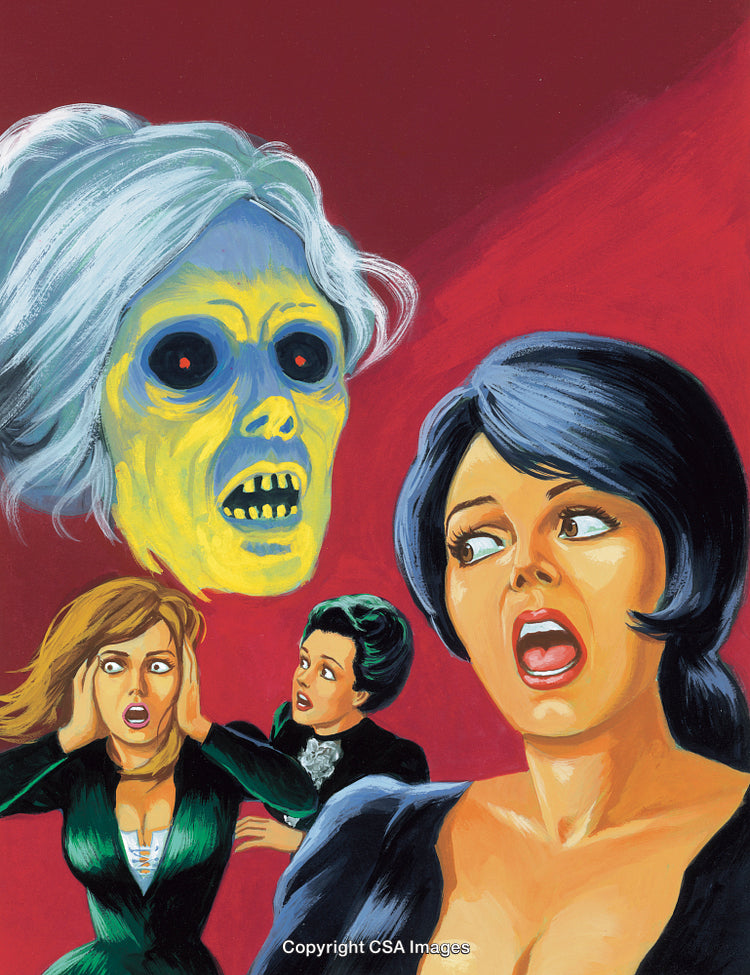 Tense Encounter With a Haunted Apparition in a Vintage Acrylic Style