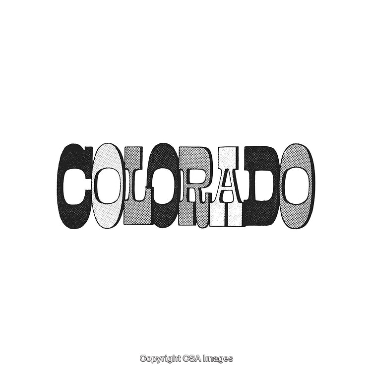 Retro Style Colorado Typography Design With Halftone Texture on White Background