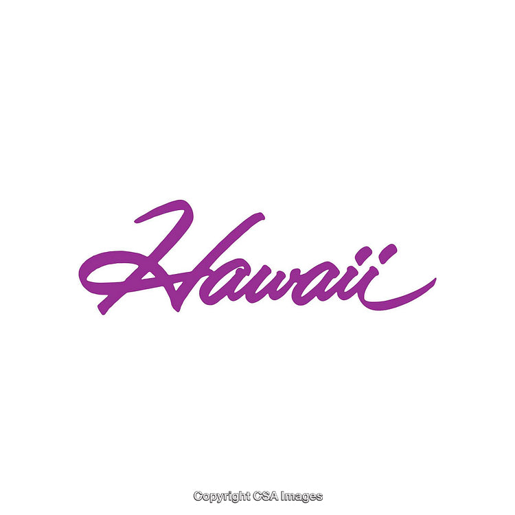Purple Hawaii Text in Artistic Calligraphy on White Background